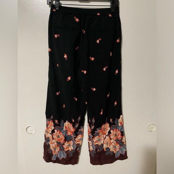 Ett:TWA by Anthropologie black floral wide leg high rise pull on pant - Picture 6 of 6